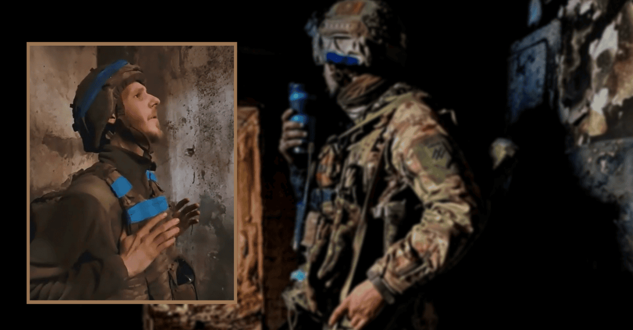 Ukraiński żołnierz uwięziony w tunelach Azowstalu śpiewa „Stefanię". W tle słychać eksplozje