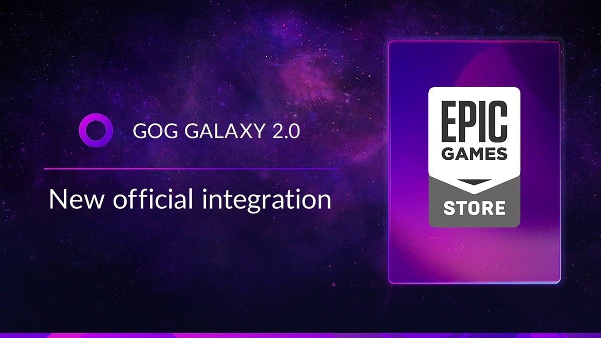 Grafika GOG GALAXY informująca o rozpoczęciu współpracy z Epic Games Store.