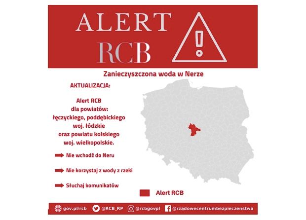 RCB wysłało alert do mieszkańców terenów nad rzeką Ner